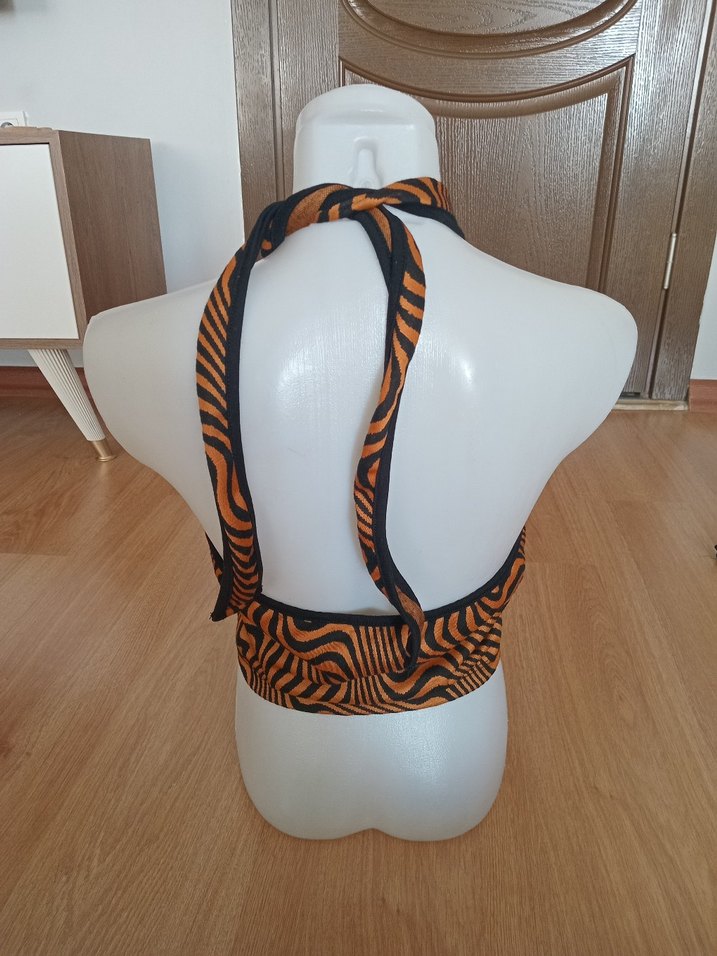 Kahverengi Zebra Desenli Mini Büstiyer - Görsel 3