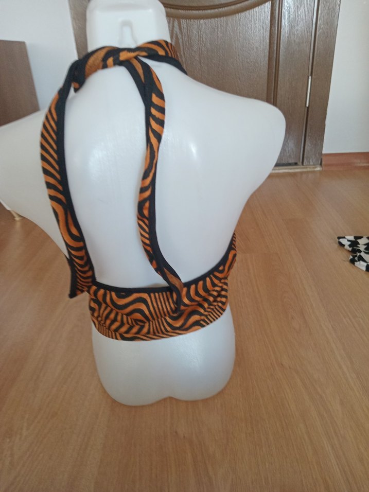 Kahverengi Zebra Desenli Mini Büstiyer - Görsel 2