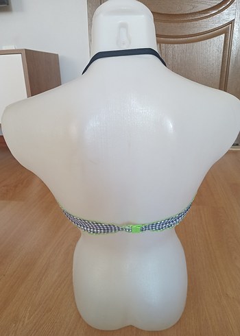 Düğmeli Kareli Askılı Kadın Bikini Üstü - Görsel 2