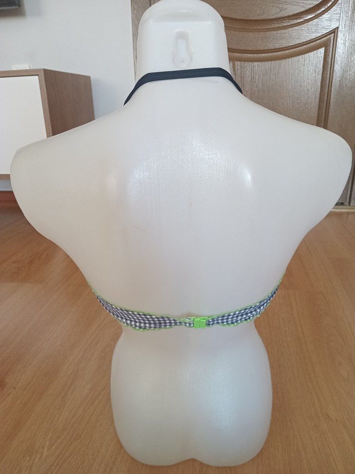 Düğmeli Kareli Askılı Kadın Bikini Üstü - Görsel 2