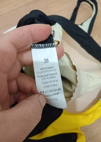 Sarı Siyah Kadın Mayo, Kolsuz, Sıkı Oturan - Görsel 3