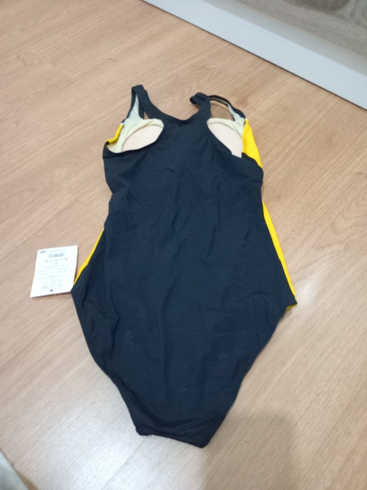 Sarı Siyah Kadın Mayo, Kolsuz, Sıkı Oturan - Görsel 2