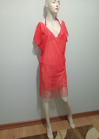 Kırmızı Bağlamalı Mini Bohem Pareo - Görsel 2