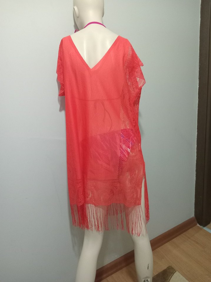 Kırmızı Bağlamalı Mini Bohem Pareo - Görsel 3