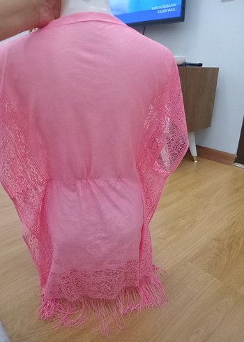 Dantel Detaylı Pembe Bohem pareo - Görsel 2