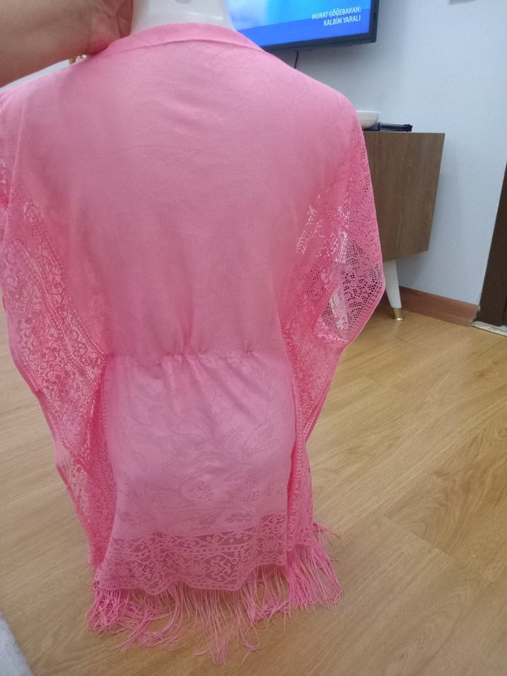 Dantel Detaylı Pembe Bohem pareo - Görsel 2