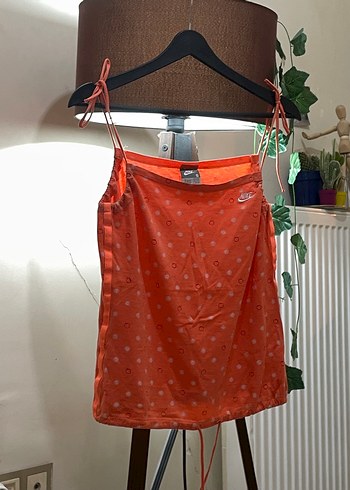 Turuncu Drapeli Mini Halter Yaka Kadın Atlet