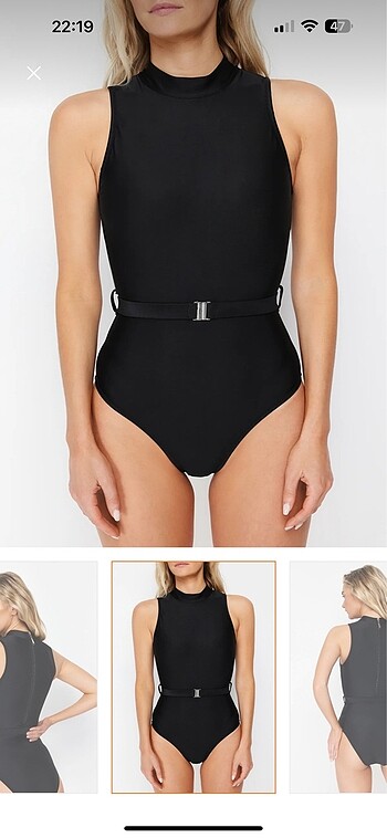40 Beden Kemerli halter yaka mayo