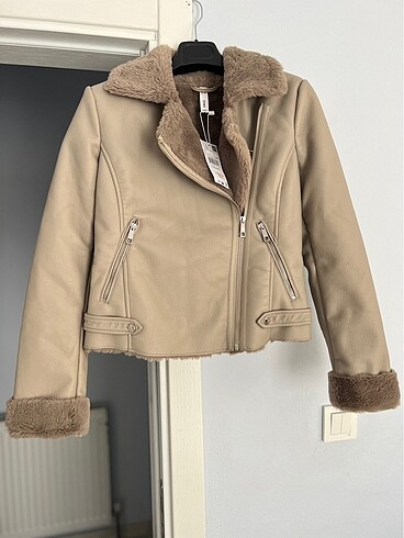 xs Beden camel Renk Mango kürklü biker