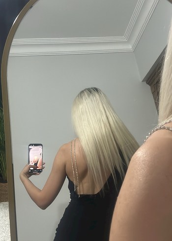 Trendyol & Milla Siyah Drapeli Taş Askılı Mini Abiye Elbise
