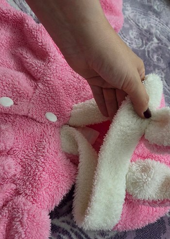 Diğer Kız Çocuk Pembe Kapüşonlu Kürklü Ceket