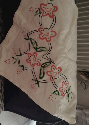 Nakışlı Beyaz Bohem Masa Örtüsü - Görsel 2