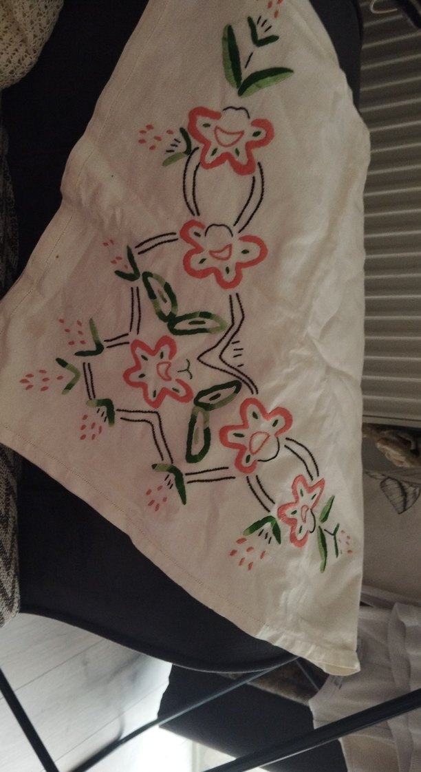 Nakışlı Beyaz Bohem Masa Örtüsü - Görsel 2