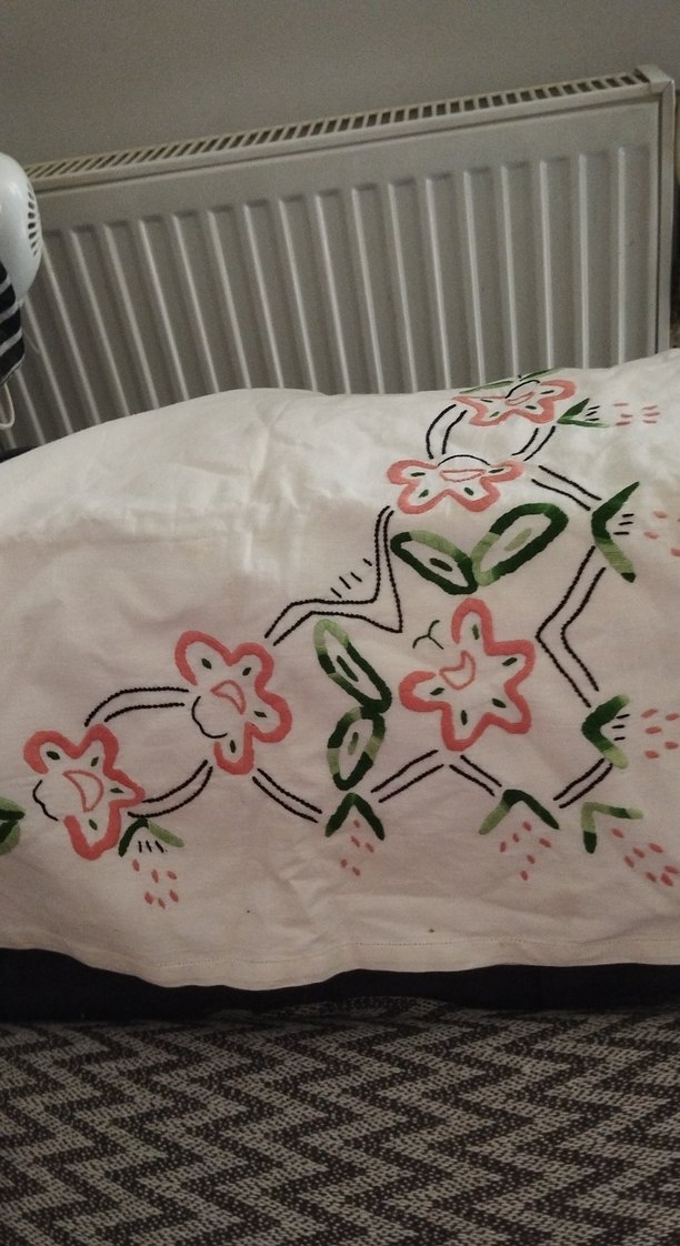 Nakışlı Beyaz Bohem Masa Örtüsü - Görsel 3