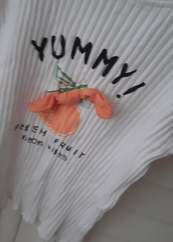 Kız Çocuk Beyaz Piliseli Tişört - Görsel 2