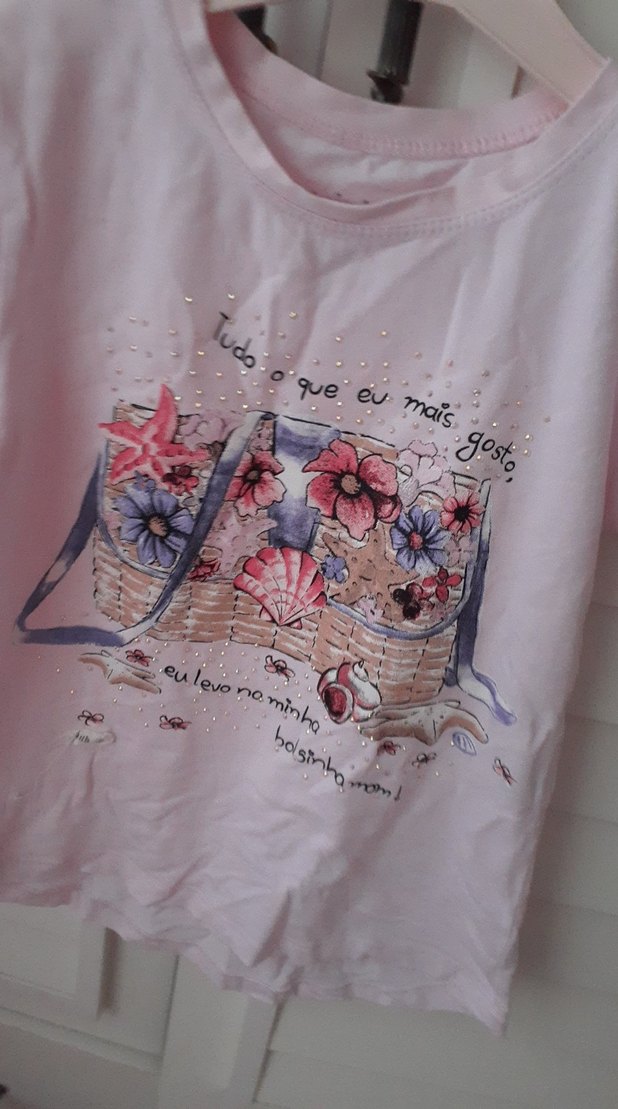 Kız Çocuk Pembe Baskılı Kısa Kollu Tişört - Görsel 2