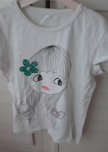 Kız Çocuk Beyaz Kısa Kollu Tişört - Görsel 2