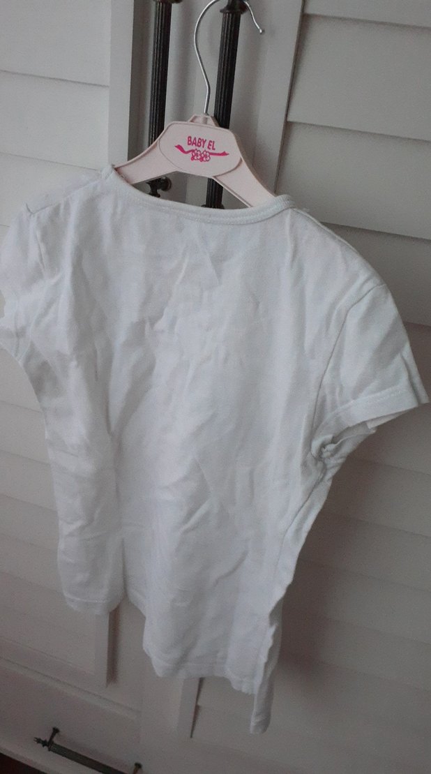 Kız Çocuk Beyaz Kısa Kollu Tişört - Görsel 3