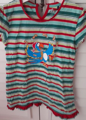 Renkli Çizgili Kız Çocuk Tişörtü - Görsel 2