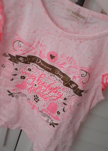 Kız Çocuk Pembe Pamuklu Fırfırlı Tişört - Görsel 2