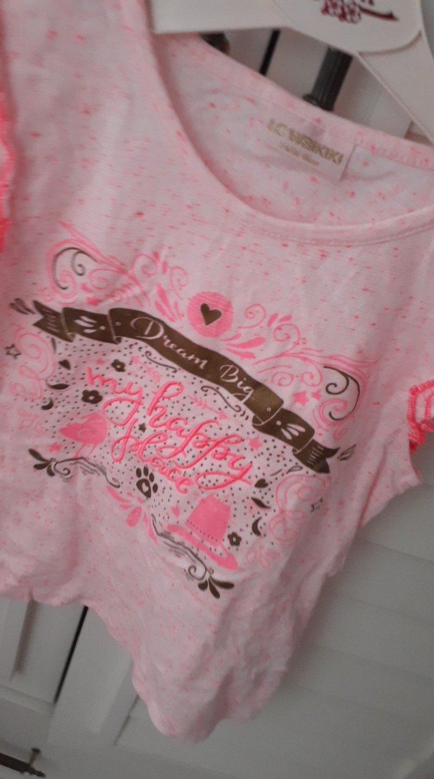 Kız Çocuk Pembe Pamuklu Fırfırlı Tişört - Görsel 2