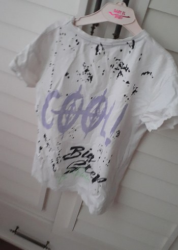 Beyaz Baskılı Kız Tişörtü - Görsel 4