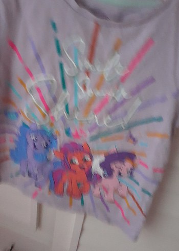 Kız Çocuk Mor Baskılı Kısa Kollu Tişört - Görsel 2