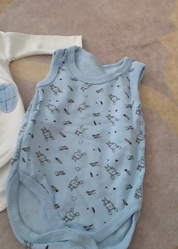 Mavi Baskılı Bebek Erkek Askılı Body - Görsel 3