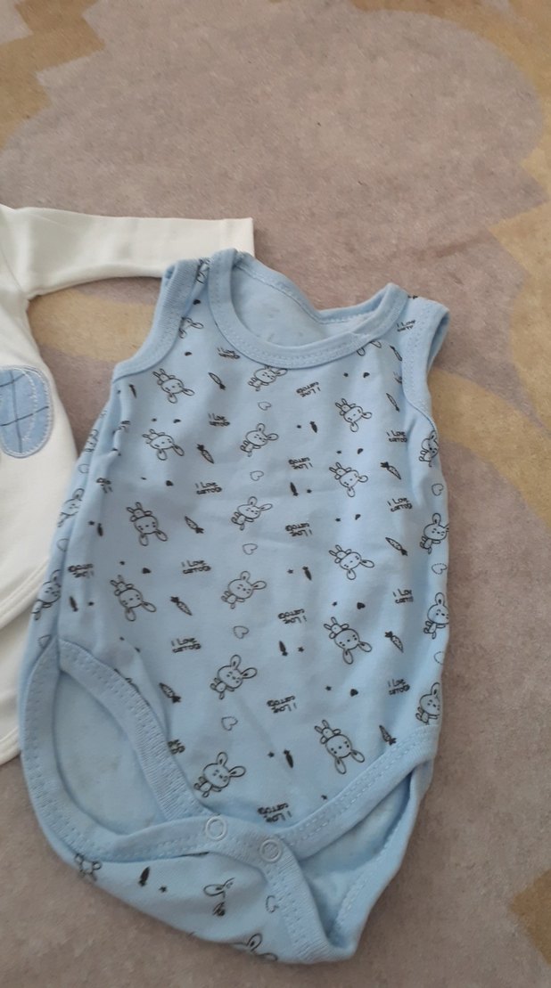 Mavi Baskılı Bebek Erkek Askılı Body - Görsel 3