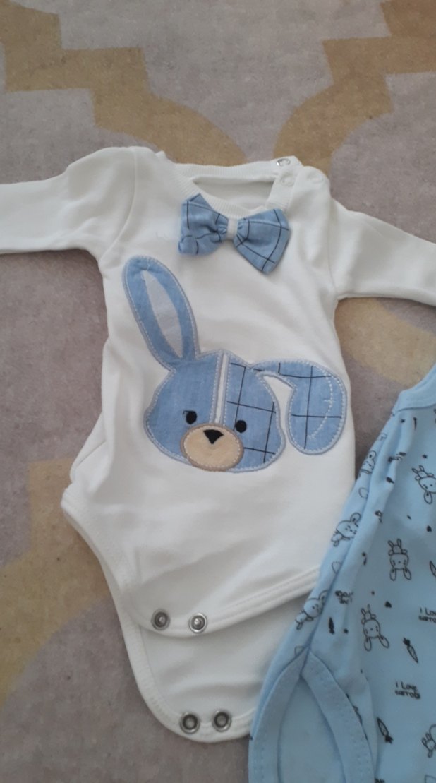 Mavi Baskılı Bebek Erkek Askılı Body - Görsel 2