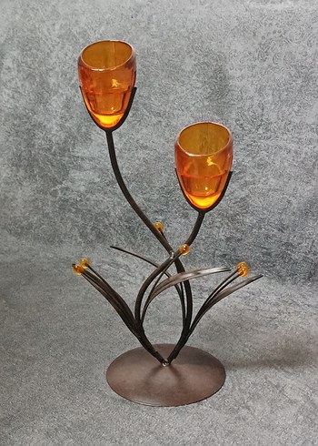 English Home Turuncu Camlı Metal Mumluk Avrupa ürün