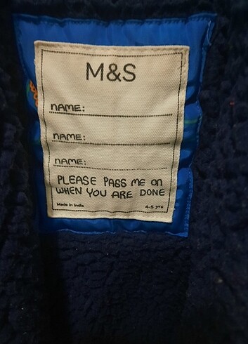 4 Yaş Beden M&S MARKA ERKEK COCUK MONT