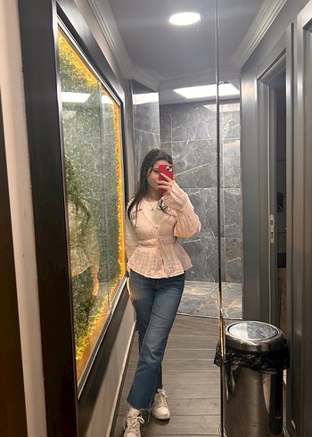 pembe büzgülü gömlek bershka - Görsel 2