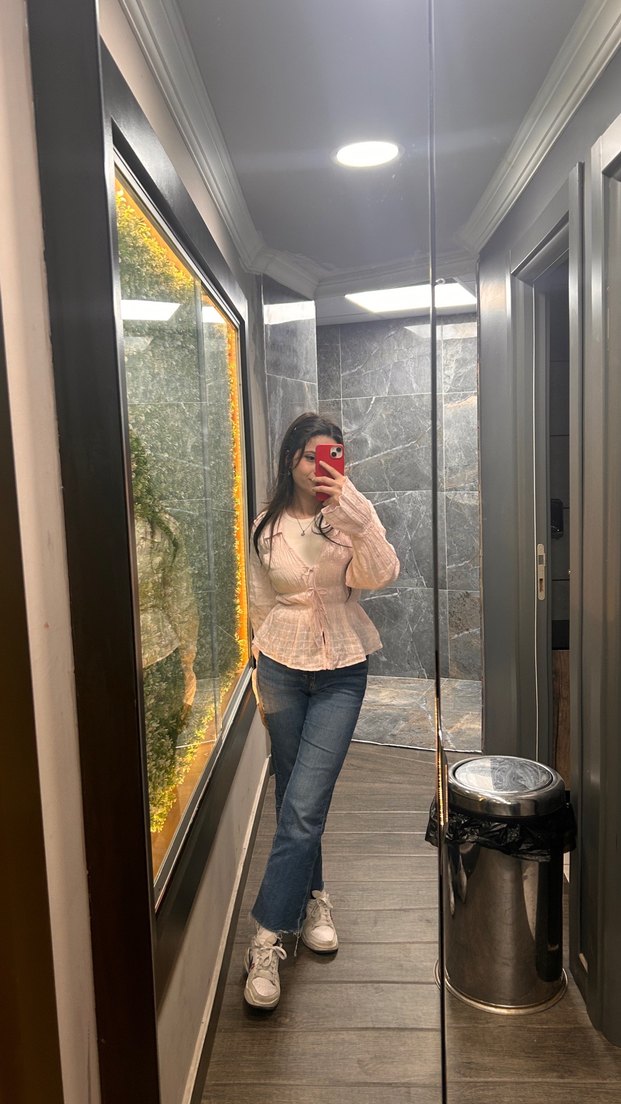 pembe büzgülü gömlek bershka - Görsel 2