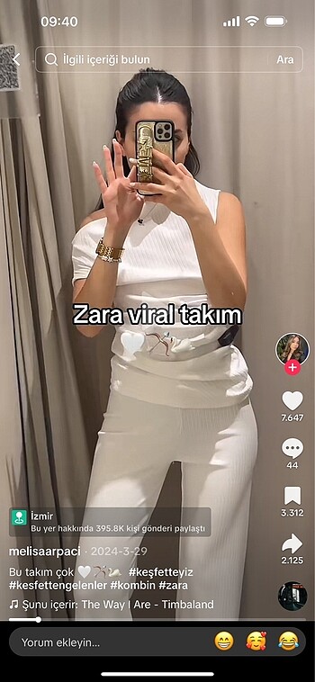 m Beden ZARA VİRAL BEYAZ TAKIM
