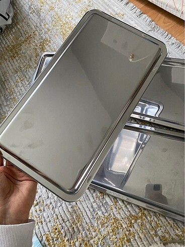 Çelik gümüş kahve tepsileri - Görsel 2