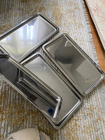 Çelik gümüş kahve tepsileri - Görsel 3