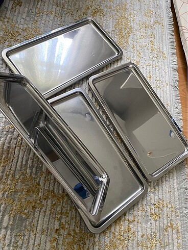 Çelik gümüş kahve tepsileri - Görsel 4