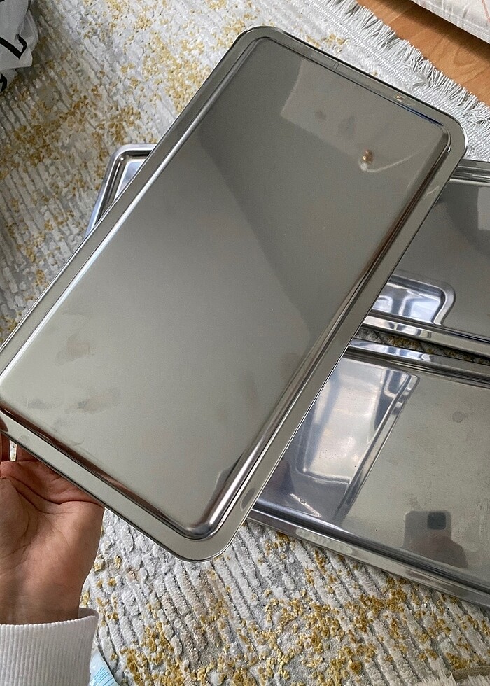 Çelik gümüş kahve tepsileri - Görsel 2