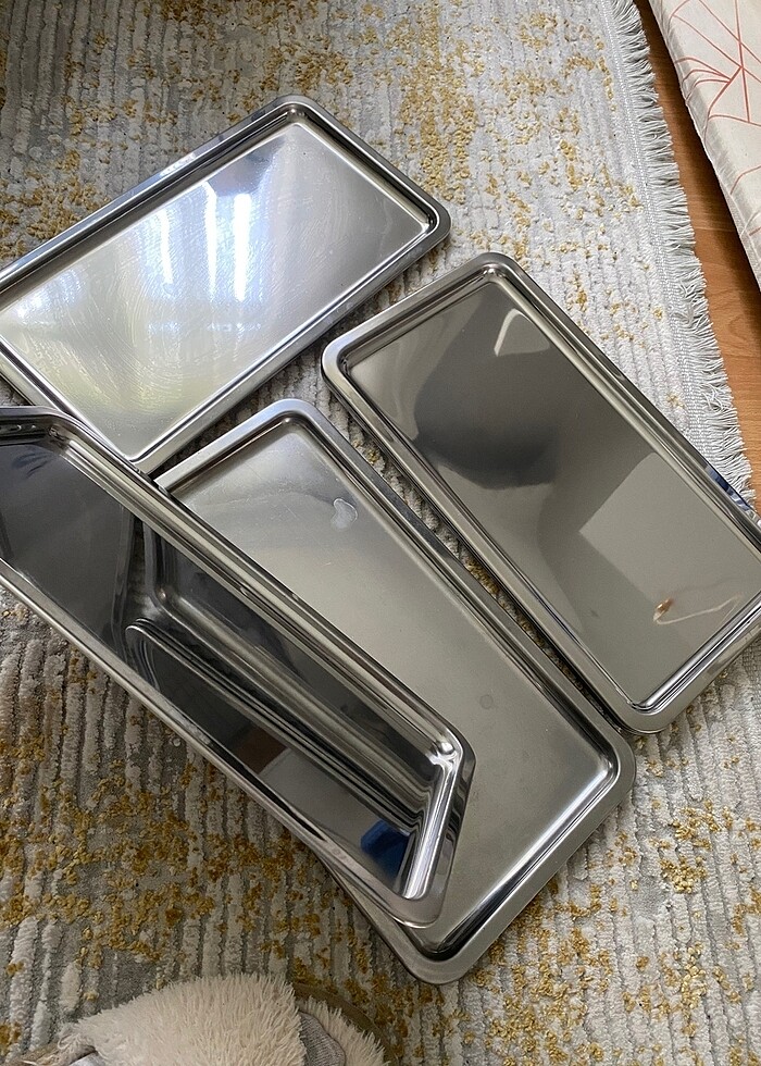 Çelik gümüş kahve tepsileri - Görsel 3