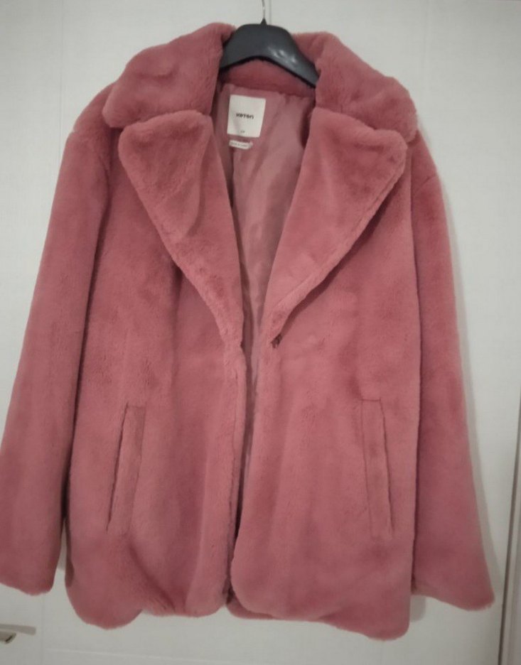 Pembe Kadın Midi Boy Kürk Detaylı Mont - Görsel 4