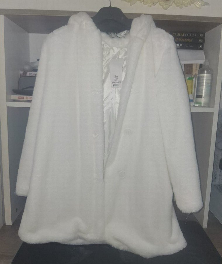 Etiketli pelus mont kaban ceket palto - Görsel 4