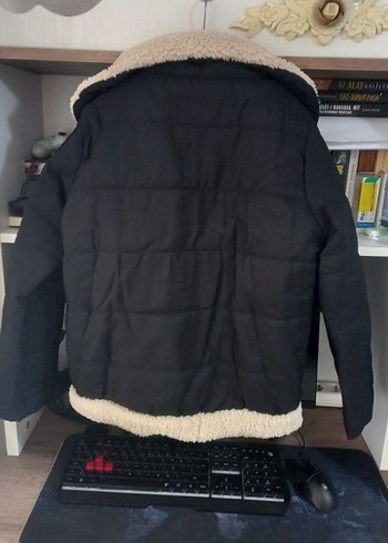 Kürk Detaylı Siyah Kadın Kışlık Ceket - Görsel 3