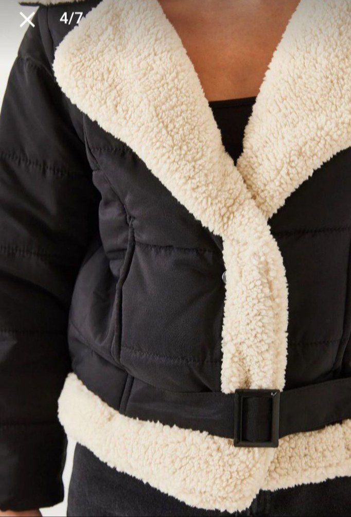Kürk Detaylı Siyah Kadın Kışlık Ceket - Görsel 2