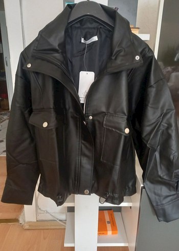 Siyah Yılan Desenli Deri Kadın Ceket - Görsel 5