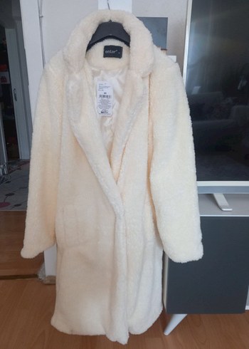 Bej Midi Suni Kürk Kaban - Görsel 4