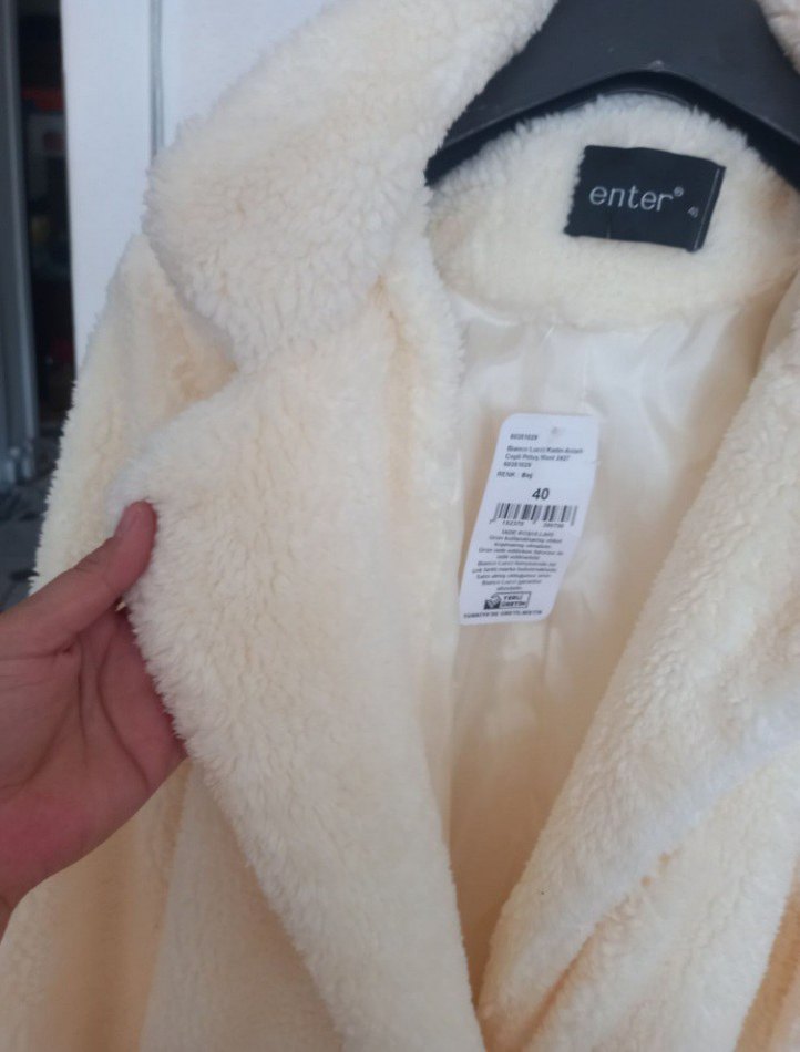 Bej Midi Suni Kürk Kaban - Görsel 5