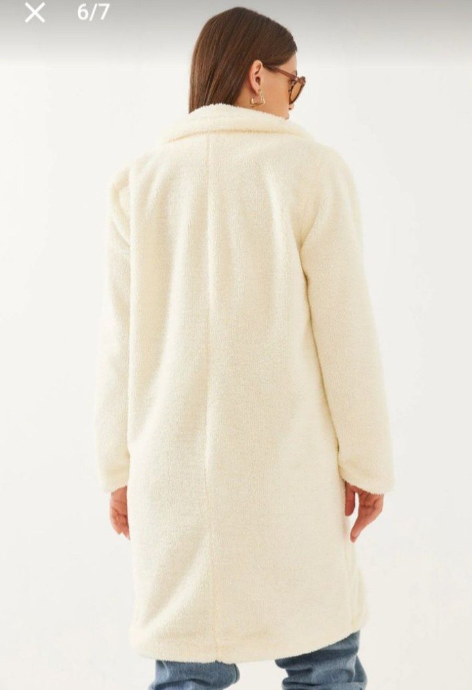 Bej Midi Suni Kürk Kaban - Görsel 3