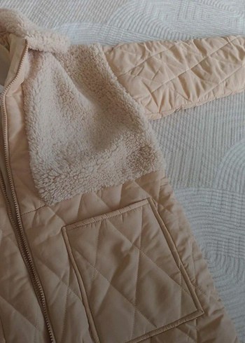 Bej Kürklü Kısa Kadın Süet Ceket - Görsel 6