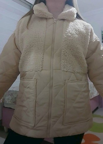 Bej Kürklü Kısa Kadın Süet Ceket - Görsel 4